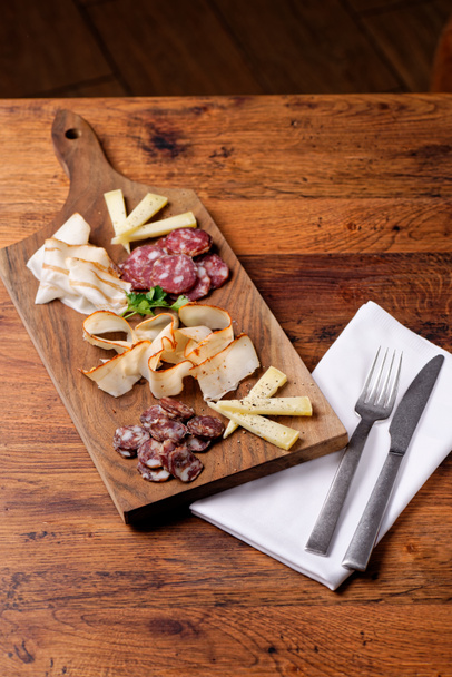 Cheese and cured meat charcuterie selection salami - Foto, imagen