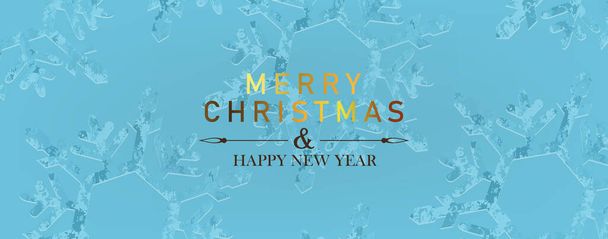 Christmas blue holiday card, composition with beautiful large textured snowflakes. - Vector, Image