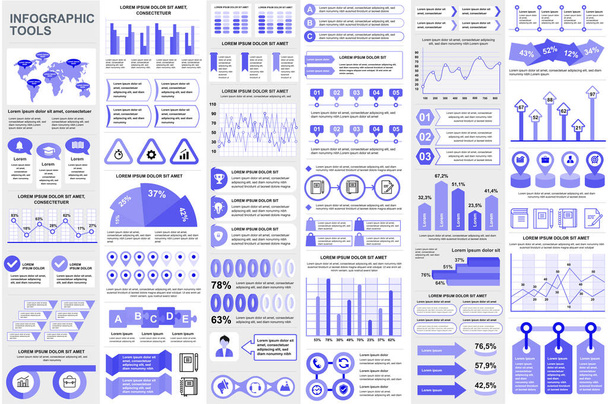 Bundle infographic elements data visualization vector design template. Mega-Set. Kann für Schritte, Geschäftsprozesse, Workflow, Diagramm, Flussdiagramm-Konzept, Zeitachse, Symbole, Informationsgrafiken verwendet werden. - Vektor, Bild