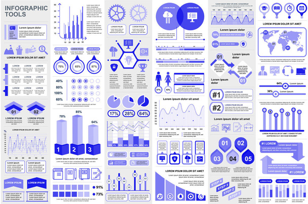 Bundle infographic elements data visualization vector design template. Mega set. Lze použít pro kroky, obchodní procesy, pracovní postupy, diagram, koncepci vývojového diagramu, časovou osu, ikony, informační grafiku. - Vektor, obrázek