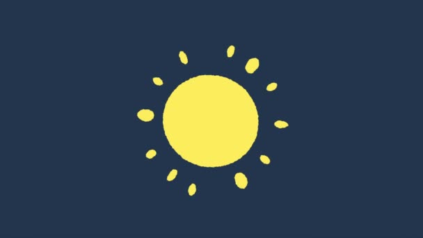 Aurinkoinen sää animaatio, kirkkaan keltainen aurinko sinisellä pohjalla. Ilmasto-olosuhteet liikegrafiikka. - Materiaali, video