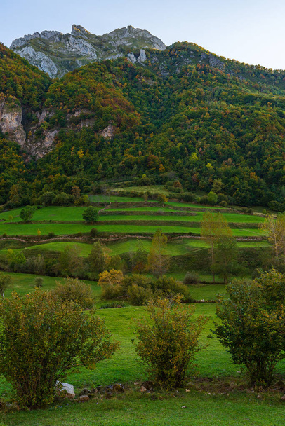 Autumn landscape in the town of Valle de Lago in Somiedo, Asturias. Spain  - Photo, Image