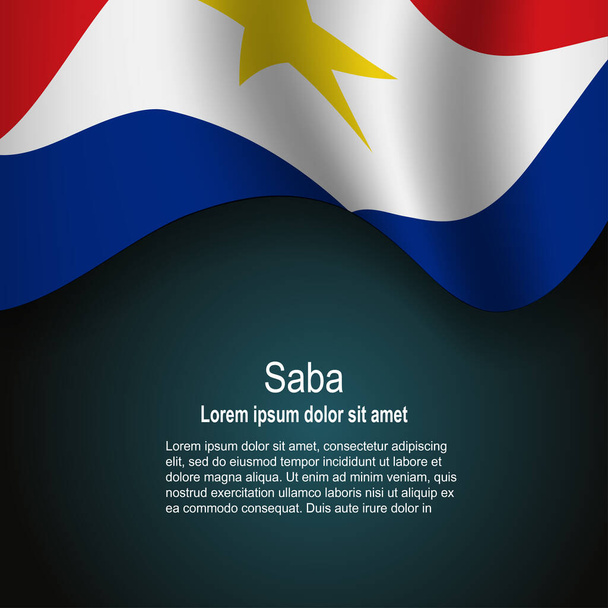 Flagge von Saba auf dunklem Hintergrund mit Text. Vektorillustration - Vektor, Bild