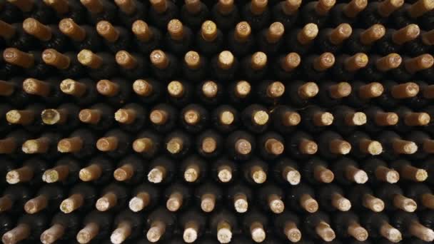 Weinflaschen im Keller eines Weinguts - Filmmaterial, Video