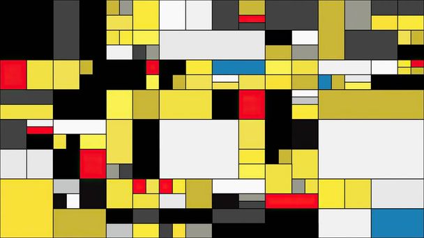Πολύχρωμα ορθογώνια Mondrian εικονογράφηση στυλ τέχνης - Φωτογραφία, εικόνα