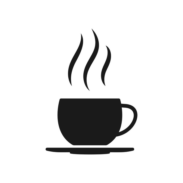 Cup thee tijd glyph pictogram koffie warme drank vector - Vector, afbeelding