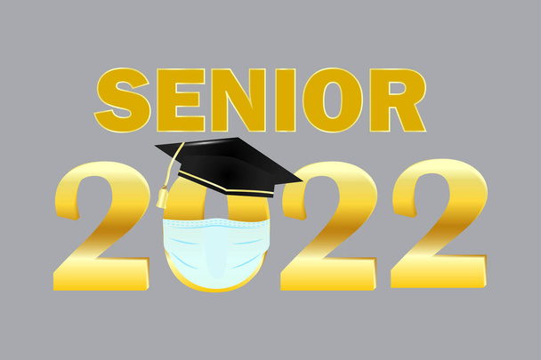 Senior 2022. Graduation ceremony logo. Illustration of graduation from college school institute. Vector illustration. Stock image.  - Vector, Image