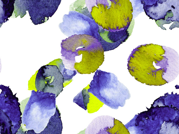 活気に満ちたさくらとジャスミンのプリント。水彩シトラスオレンジ花と葉を咲かせます。古典的な青と緑のバイオジャスミンシームレスなパターン。夏のヴィンテージ背景。花｜Ayurveda Pattern Japan. - 写真・画像