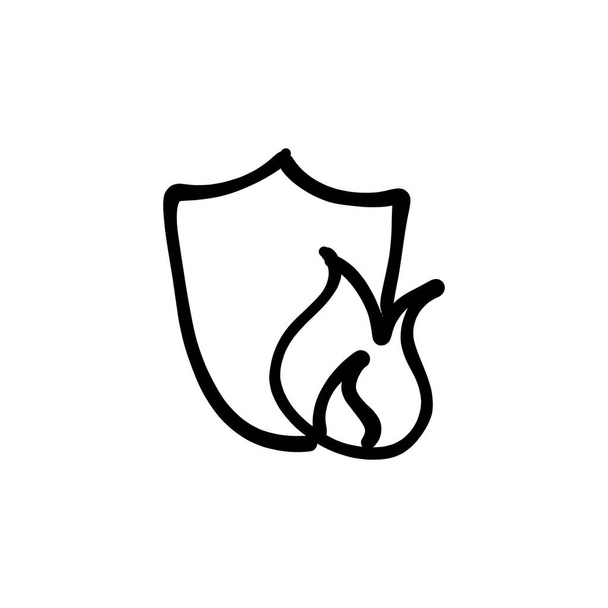 Flammenschild-Symbol im Vektor. Logotype - Doodle - Vektor, Bild