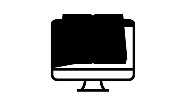 online czytanie książki linii animacja ikona - Materiał filmowy, wideo
