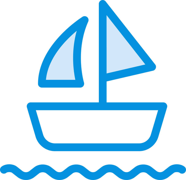 bateau à voile icône de la mer dans le style de contour rempli - Vecteur, image