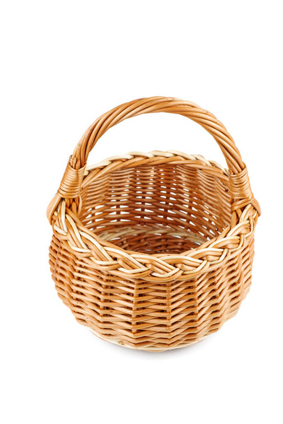 Empty wicker basket on white background - Photo, Image