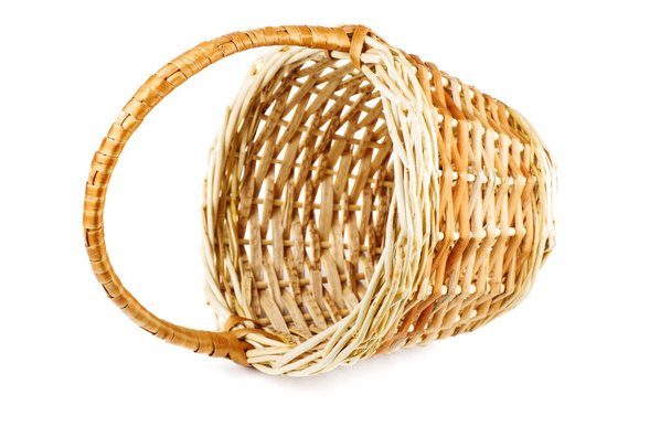 Empty wicker basket on white background - Photo, Image