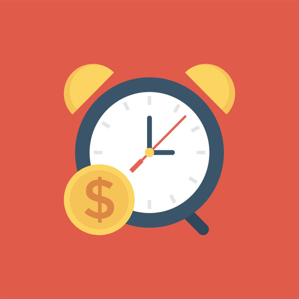 relógio de dinheiro ícone prazo em estilo plano - Vetor, Imagem