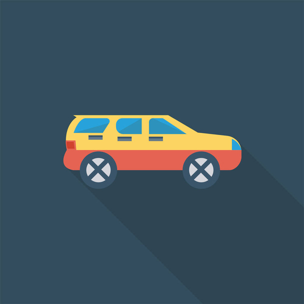 auto jeep prado ikon hosszú árnyékos stílusban - Vektor, kép