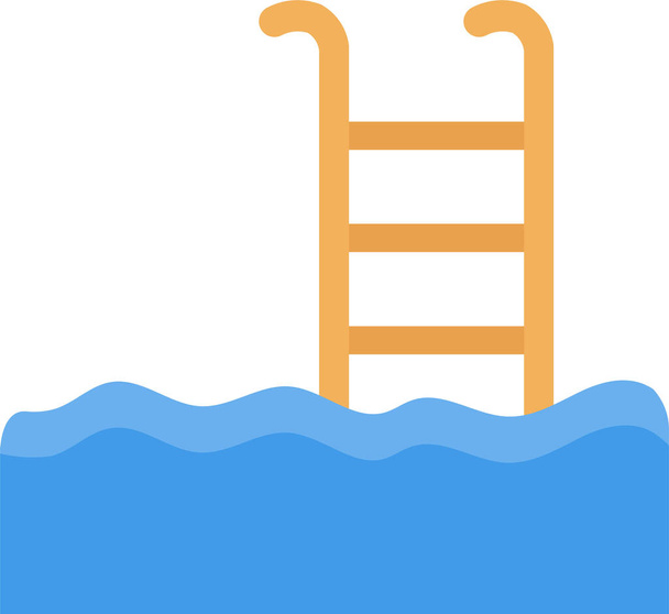 icono de viaje de escalera de piscina en estilo plano - Vector, Imagen