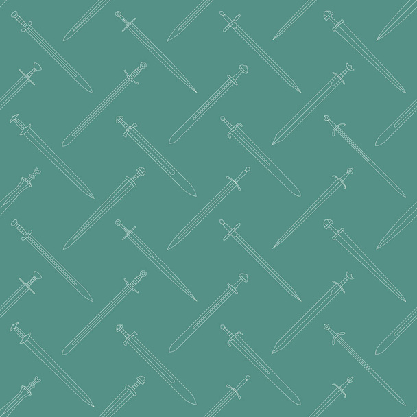 Seamless pattern with ancient swords for your project - Vector, Image