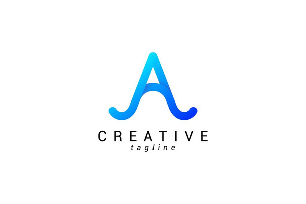 Γράμμα Ένα δημιουργικό 3d μπλε χρώμα τεχνολογική γραμμή art λογότυπο της επιχείρησης - Διάνυσμα, εικόνα