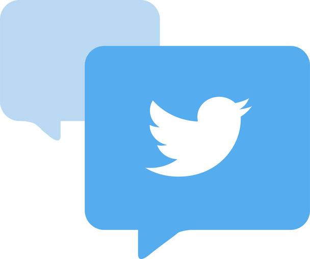 social twitter platte pictogram in platte stijl - Vector, afbeelding