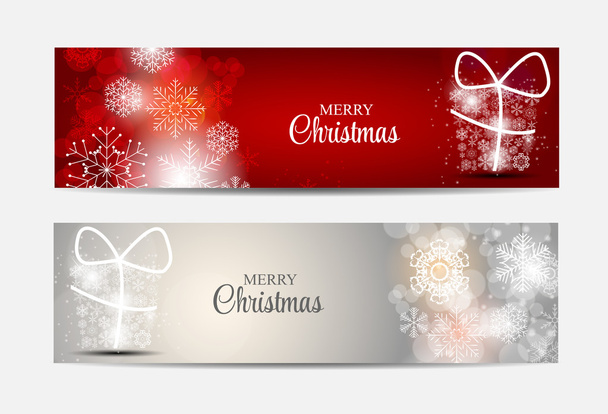 Christmas Snowflakes Website Header and Banner Set Background Ve - Vector, Imagen