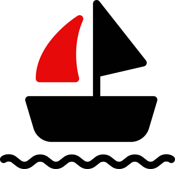barco à vela ícone do mar em estilo plano - Vetor, Imagem