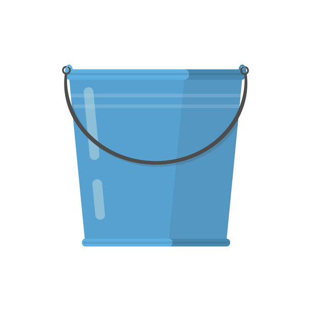 Balde azul com uma pega preta. Fundo branco isolado. Um balde cheio para lavar comida, água e bebida. Trabalhos domésticos balde - Vetor, Imagem