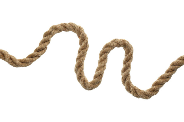 Hemp rope on white background. Organic material - Foto, imagen