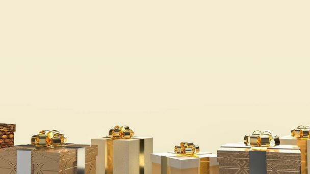 De gouden geschenkdoos voor zakelijk en vakantieconcept 3d rendering - Foto, afbeelding