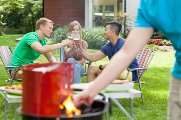 Party with barbecue in a garden - Foto, Imagem
