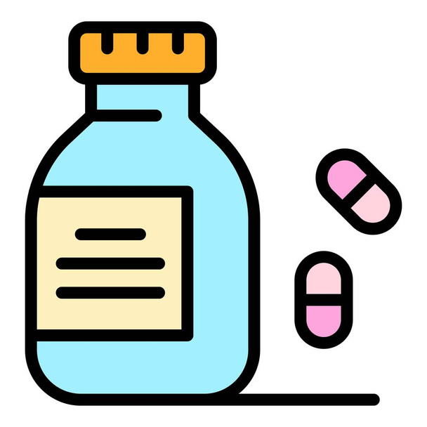 Self care vitamin pills icon color outline vector - Vecteur, image