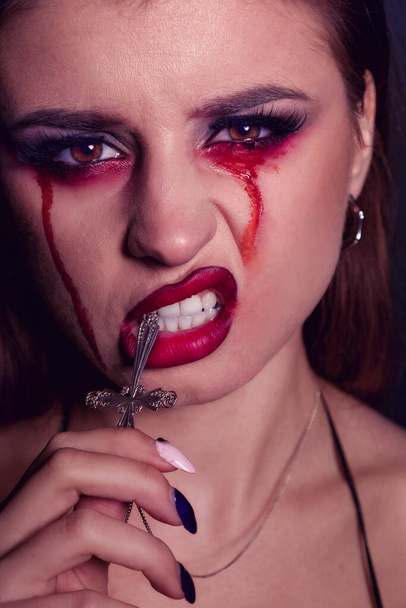 krvavé slzy dohnat Halloween zblízka  - Fotografie, Obrázek