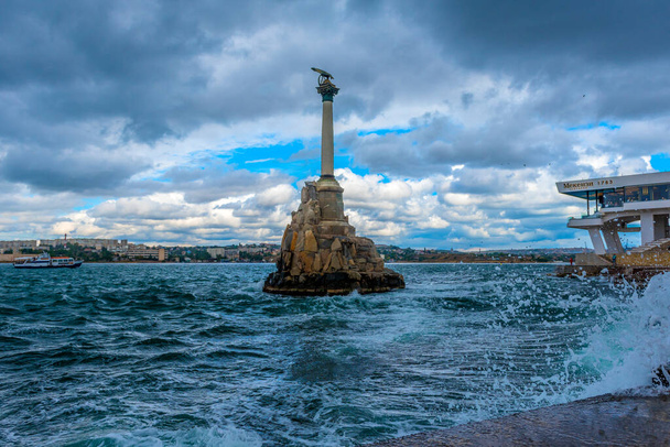 Crimea, Sevastopol 13,09,2021 Monument to the sunken ships in a storm - Фото, зображення