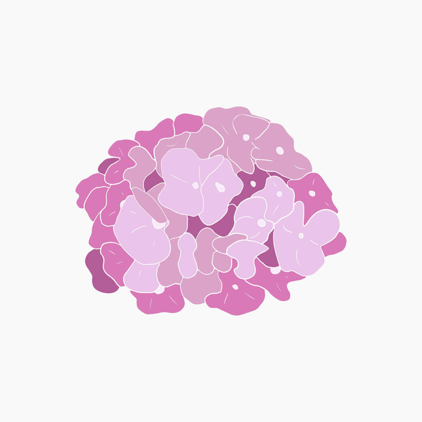 Flat hand drawn flower illustration for landscape design. Cute hydrangea flower. Modern trendy vector illustration. Perfect for posters, social network posts, stickers and card - Vector, Imagen