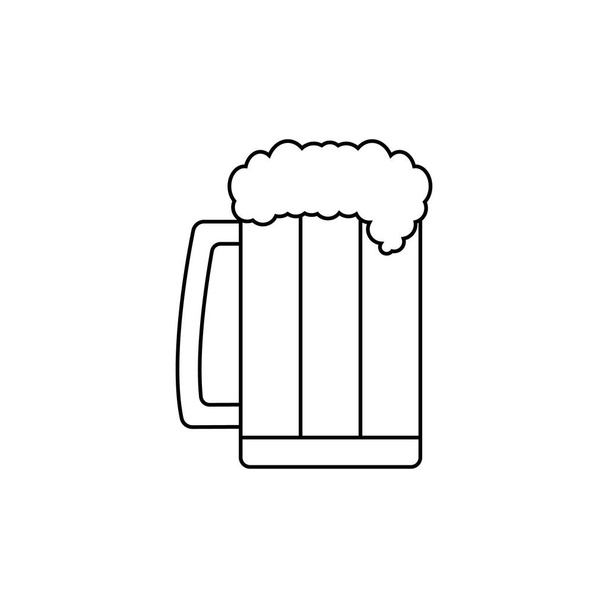 Beer stein. Taza de cerveza. Ilustración de vectores lineales aislados editables, icono y portada sobre fondo blanco. - Vector, Imagen