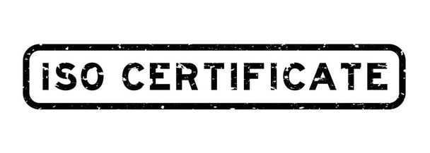 Grunge černý ISO certifikát slovo čtvercový gumové razítko na bílém pozadí - Vektor, obrázek