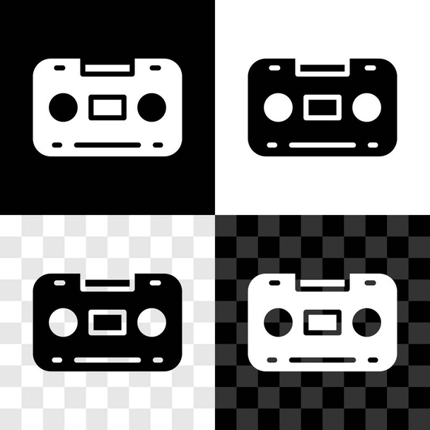 Set Retro audio cassette tape icon isolated on black and white, transparent background.  Vector. - Vektor, kép