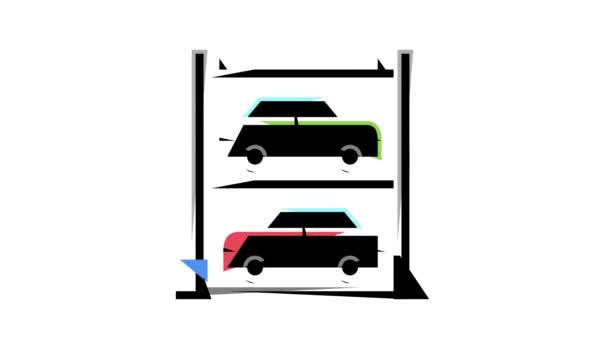 parking automobile à plusieurs niveaux animation icône couleur - Séquence, vidéo