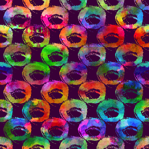 Brush Dot Spot Blot Geometric Grung Pattern Seamless in Rainbow Color Background. Gunge Collage Watercolor Texture for Teen and School Kids Fabric Prints Grange Design - Valokuva, kuva