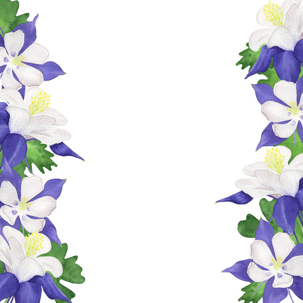 Aquarell floraler Rahmen oder Bordüre ohne Hintergrund. Illustration mit Blumen für Hochzeit, Gruß, Mode, Karte, - Foto, Bild