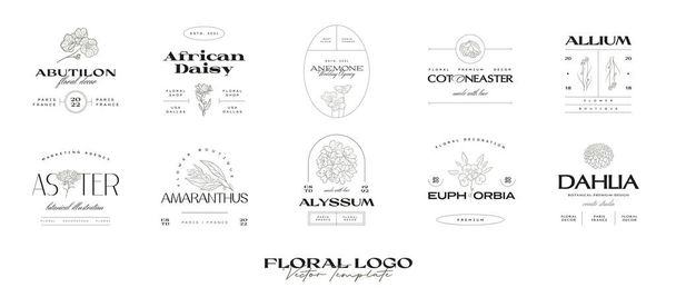 Illustration de collection de modèles de logo Vintage Flower pour la marque - Vecteur, image