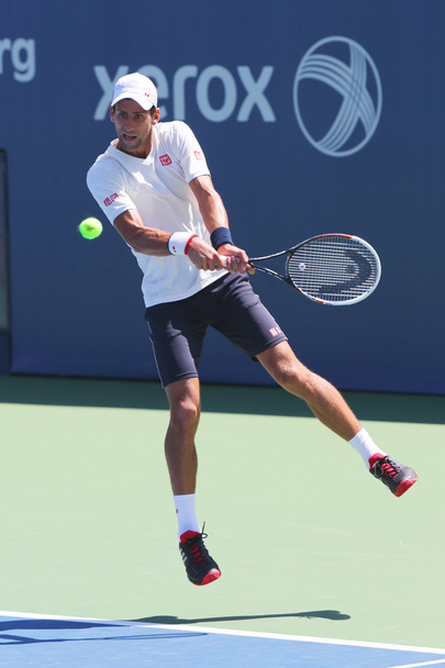 Six times Grand Slam champion Novak Djokovic practices for US Open 2014 - 写真・画像