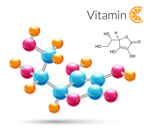 Molécula de vitamina C
 - Vetor, Imagem