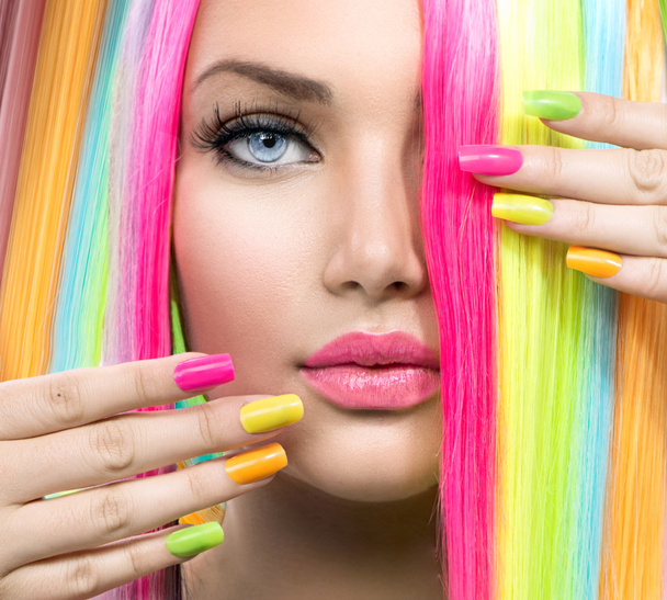 Girl  with Colorful Makeup - Fotó, kép