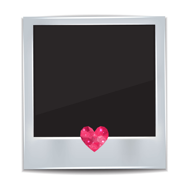 Photo frame with heart on white background. - Vector, Image