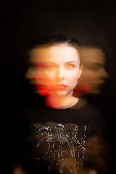art portrait of a girl with white skin, mixed light - Fotoğraf, Görsel