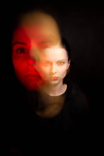 art portrait of a girl with white skin, mixed light - Фото, изображение