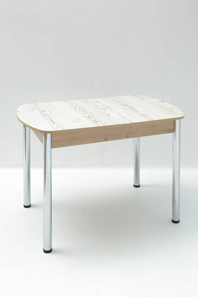 Classic wooden white kitchen table on white background. - Valokuva, kuva