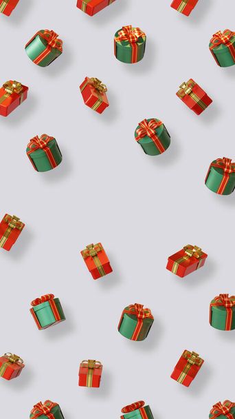 Kerstmis Social Media Story Copy Space Template met en Gift Box 3D weergave Illustratie Samenstelling - Foto, afbeelding
