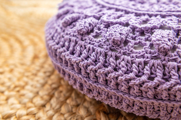 Almofada de algodão redondo de crochê - Foto, Imagem
