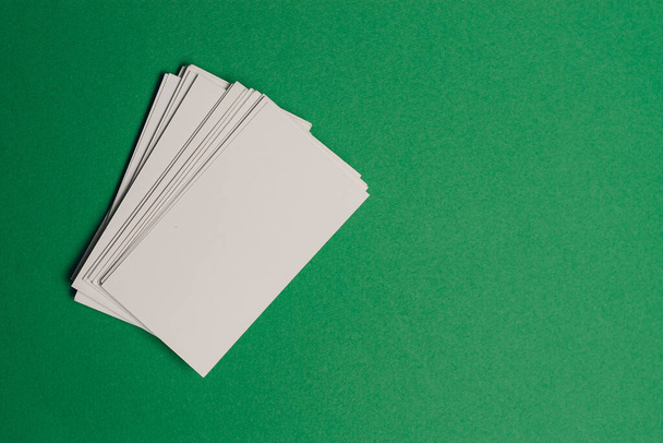 white business cards documents colorful background office copy-space - 写真・画像